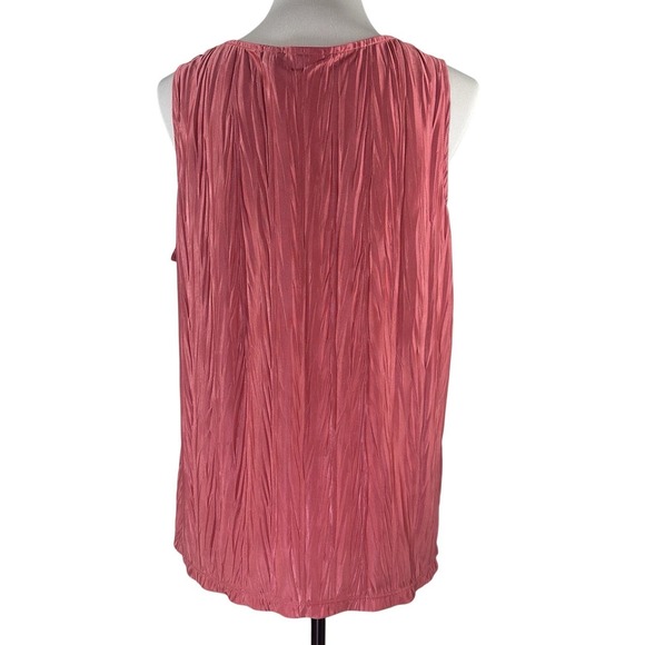 Chico's Orange Coral Crinkle Tank Top Sleeveless Round Neck Women's 2 US L - Picture 5 of 10